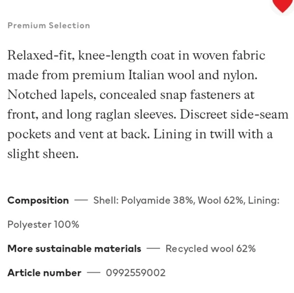 ⛔SOLD⛔🆕️ NWT H&M Wool Blend Coat in 'Brown' - Picture 9 of 16